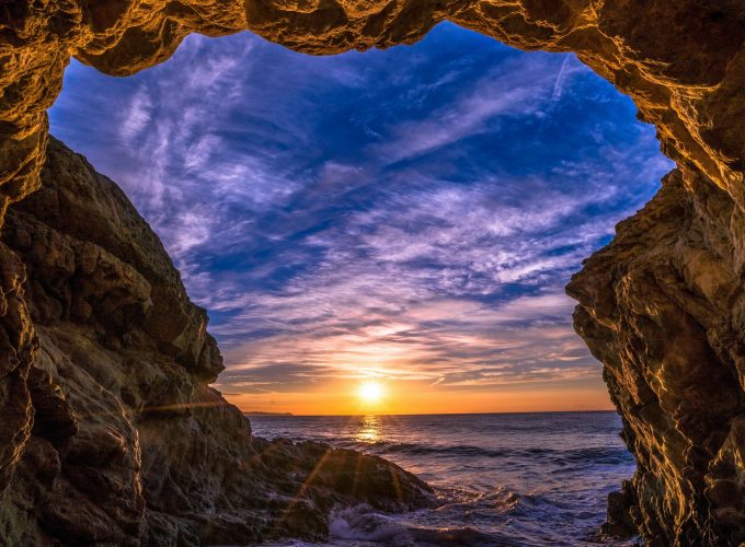 Wallpaper Malibu, California, sunset, beach, ocean, coast, sky, 5k, Nature 694125235